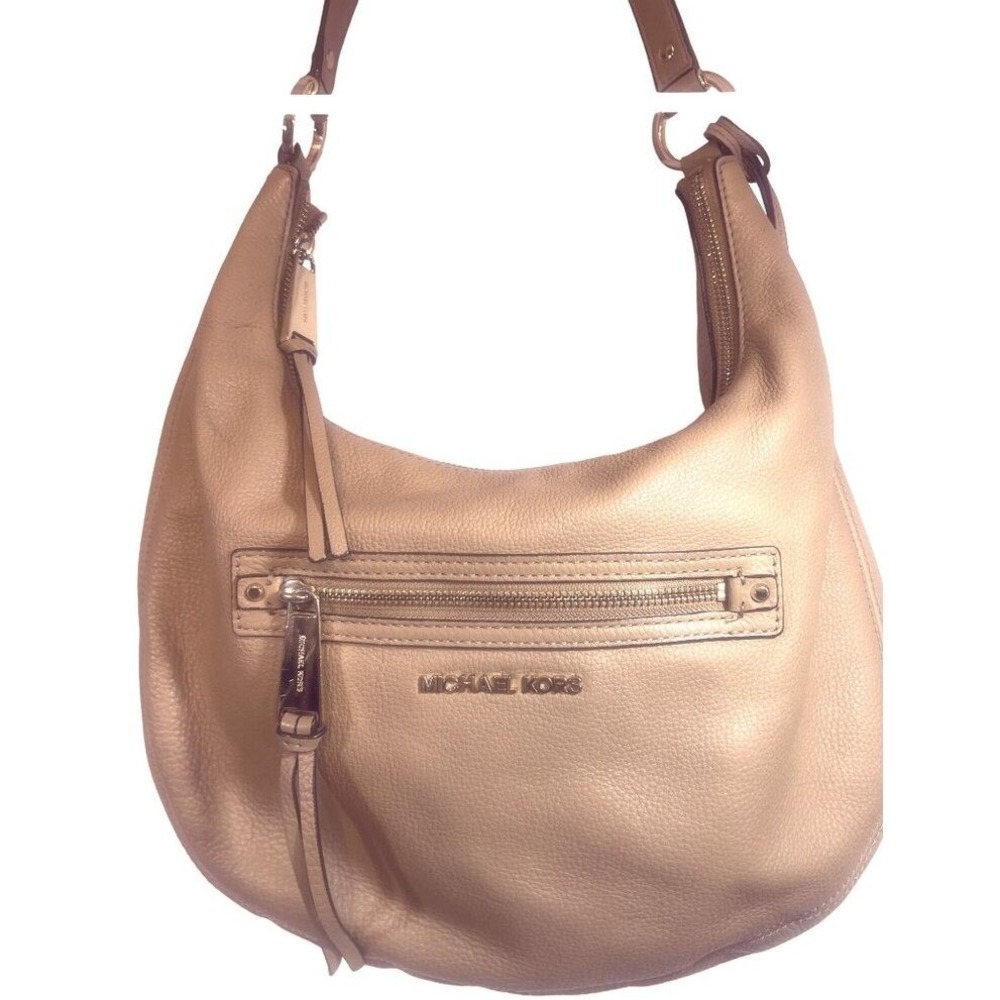 Michael Kors Leather Hobo Caramel Shoulder Bag Purse Charm‎ Dust Bag Spring